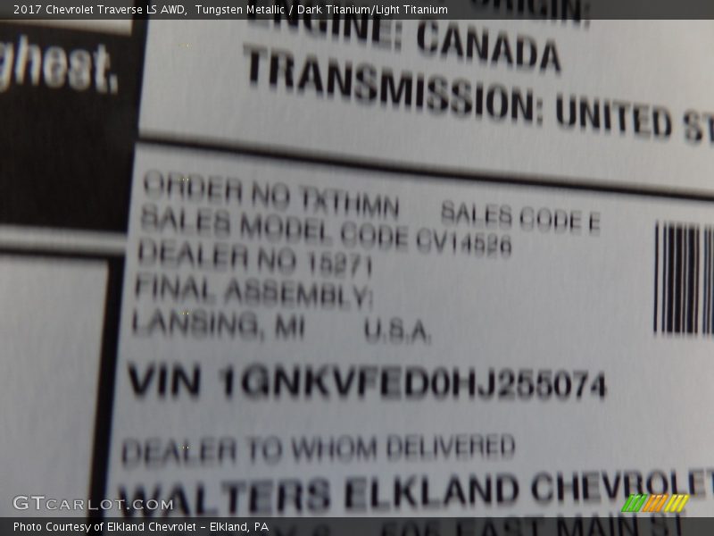 Tungsten Metallic / Dark Titanium/Light Titanium 2017 Chevrolet Traverse LS AWD