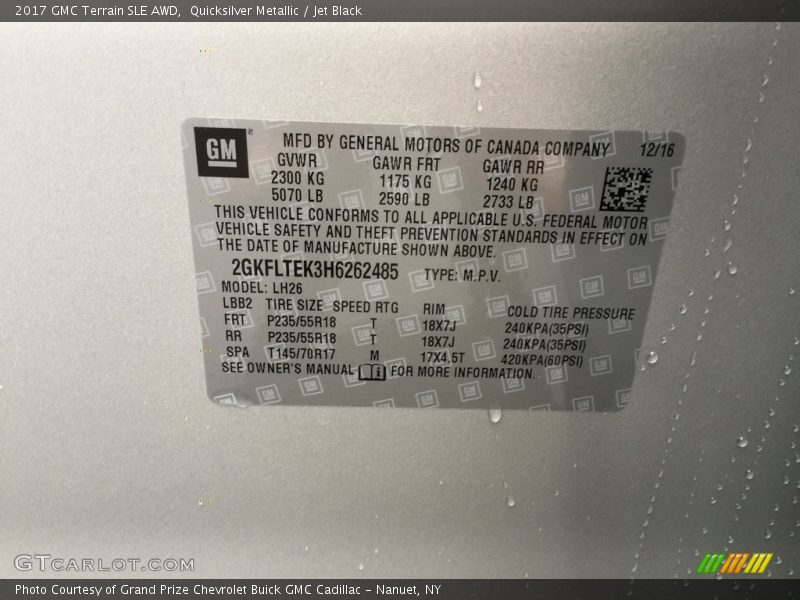 Quicksilver Metallic / Jet Black 2017 GMC Terrain SLE AWD
