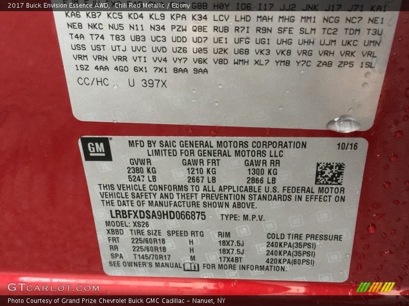 Chili Red Metallic / Ebony 2017 Buick Envision Essence AWD