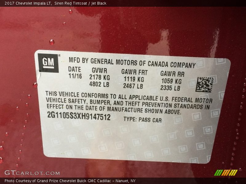 Siren Red Tintcoat / Jet Black 2017 Chevrolet Impala LT