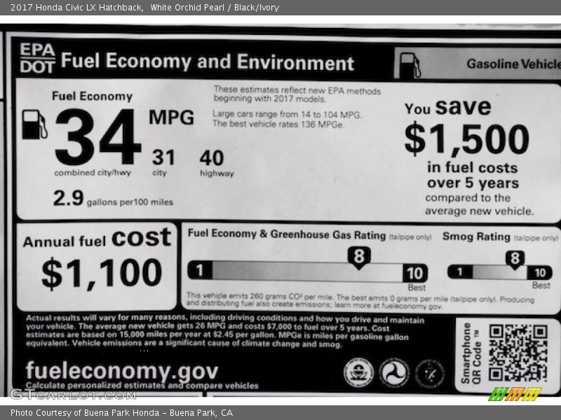 White Orchid Pearl / Black/Ivory 2017 Honda Civic LX Hatchback