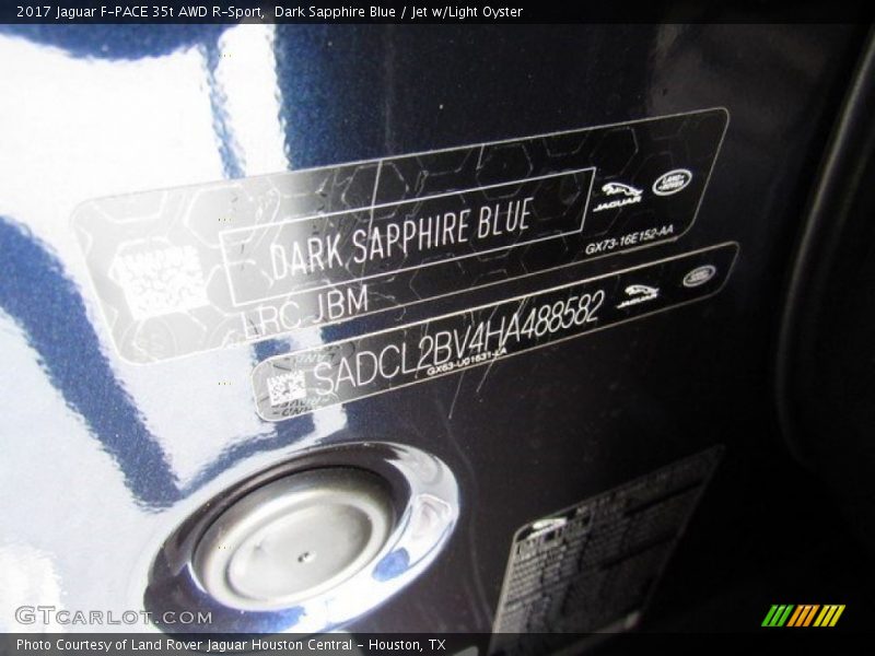Dark Sapphire Blue / Jet w/Light Oyster 2017 Jaguar F-PACE 35t AWD R-Sport