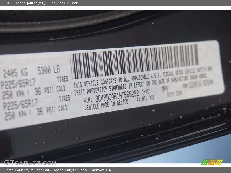 Pitch Black / Black 2017 Dodge Journey SE
