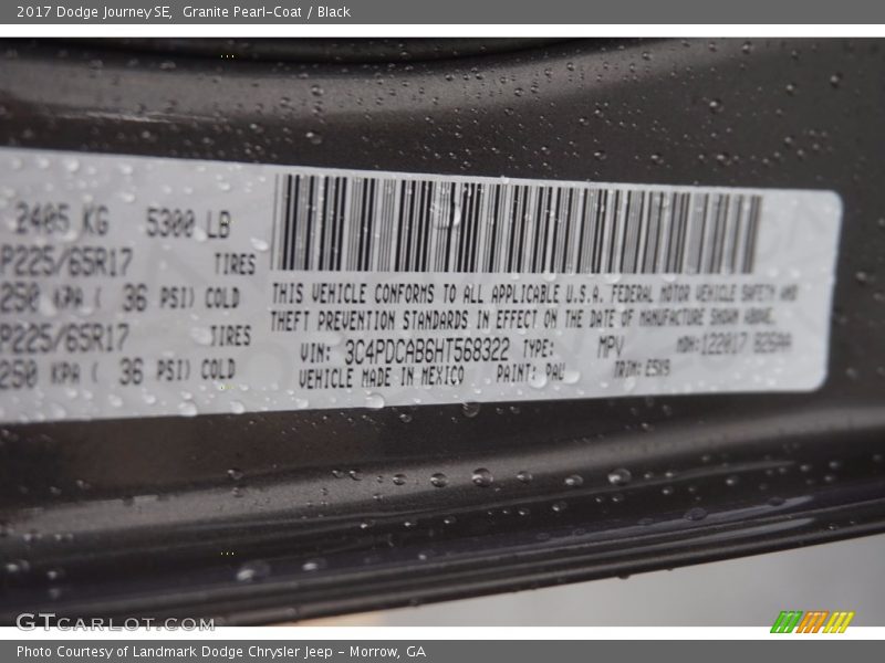 Granite Pearl-Coat / Black 2017 Dodge Journey SE