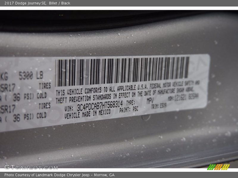 Billet / Black 2017 Dodge Journey SE