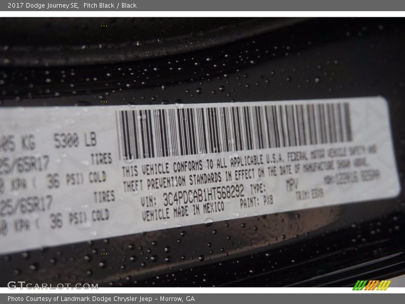 Pitch Black / Black 2017 Dodge Journey SE