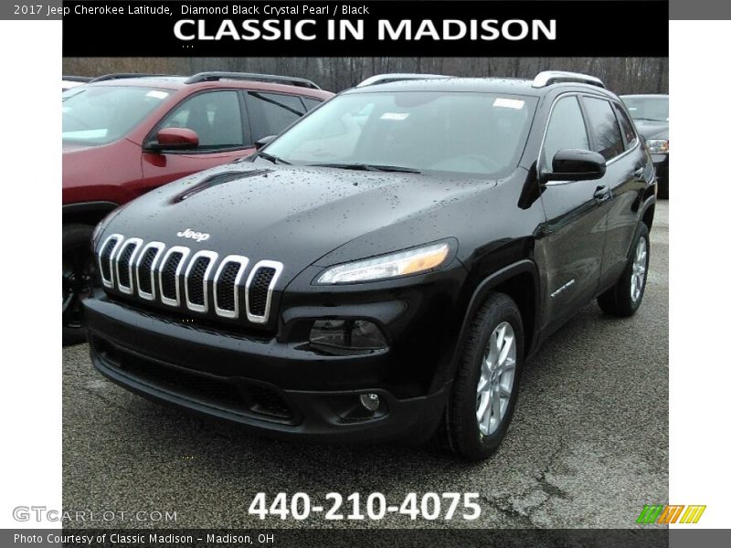 Diamond Black Crystal Pearl / Black 2017 Jeep Cherokee Latitude