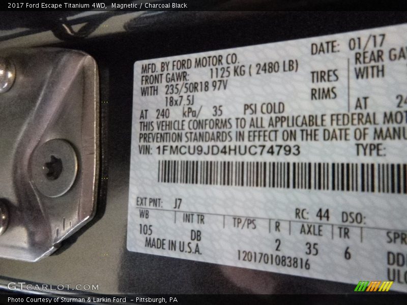 Magnetic / Charcoal Black 2017 Ford Escape Titanium 4WD