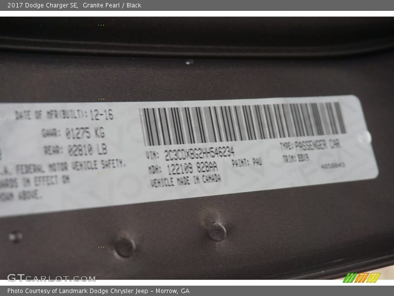Granite Pearl / Black 2017 Dodge Charger SE