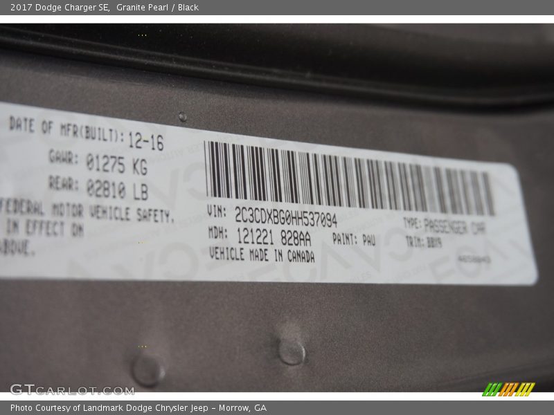 Granite Pearl / Black 2017 Dodge Charger SE