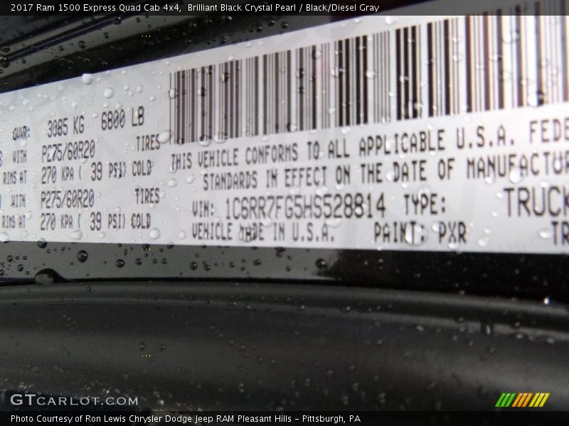Brilliant Black Crystal Pearl / Black/Diesel Gray 2017 Ram 1500 Express Quad Cab 4x4