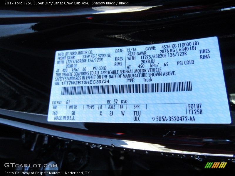 Shadow Black / Black 2017 Ford F250 Super Duty Lariat Crew Cab 4x4