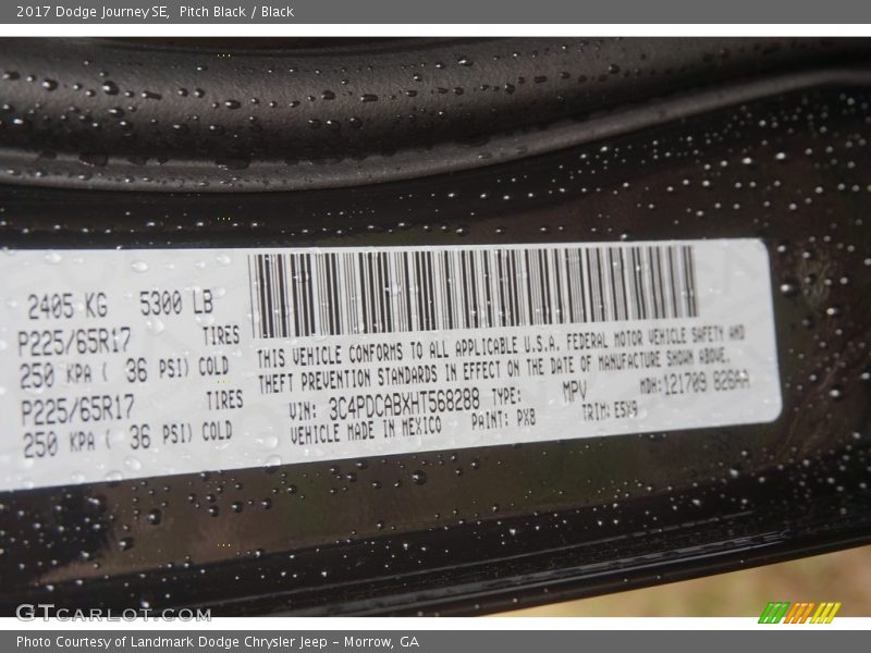 Pitch Black / Black 2017 Dodge Journey SE