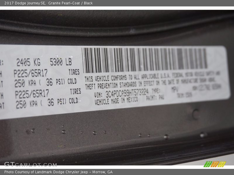 Granite Pearl-Coat / Black 2017 Dodge Journey SE
