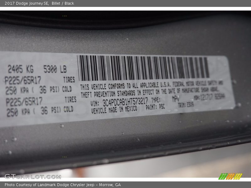 Billet / Black 2017 Dodge Journey SE