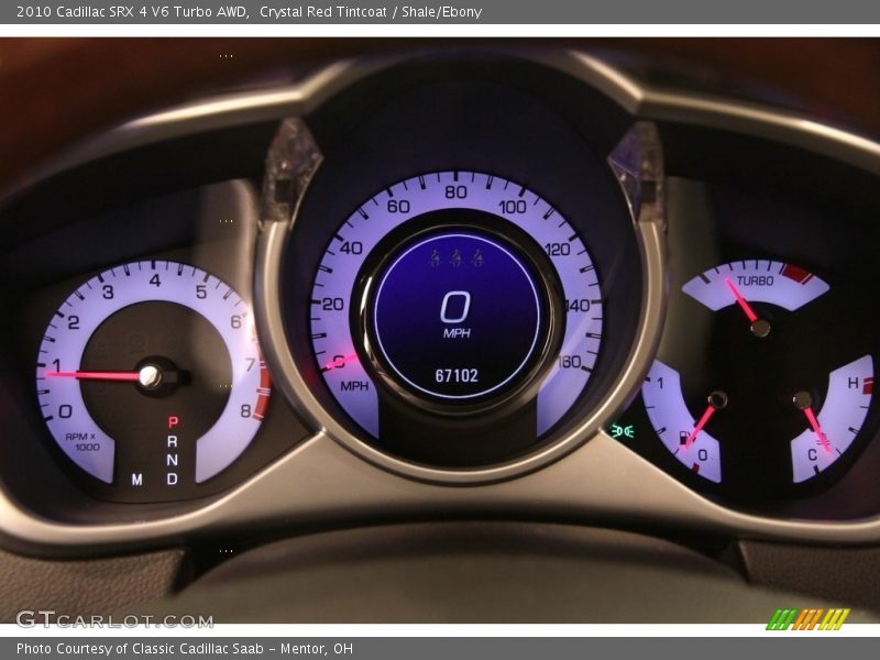 Crystal Red Tintcoat / Shale/Ebony 2010 Cadillac SRX 4 V6 Turbo AWD