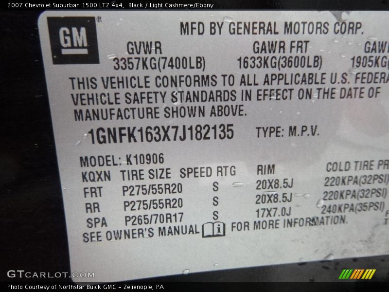 Black / Light Cashmere/Ebony 2007 Chevrolet Suburban 1500 LTZ 4x4