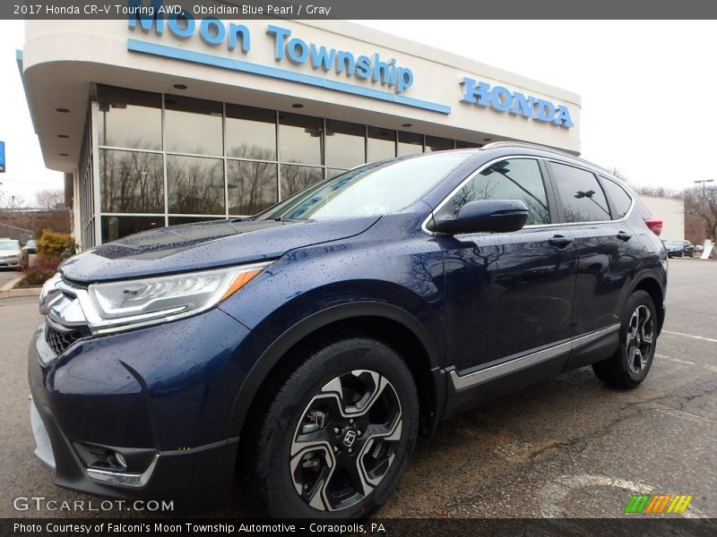 Obsidian Blue Pearl / Gray 2017 Honda CR-V Touring AWD