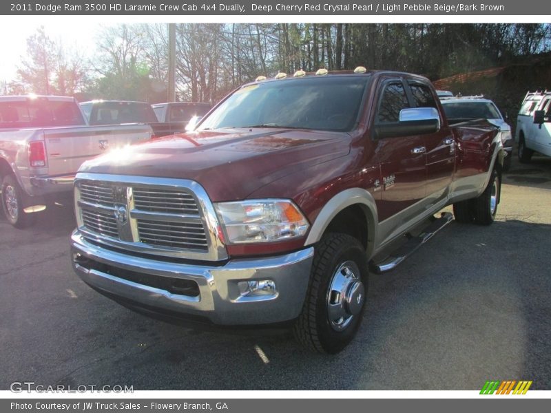 Deep Cherry Red Crystal Pearl / Light Pebble Beige/Bark Brown 2011 Dodge Ram 3500 HD Laramie Crew Cab 4x4 Dually