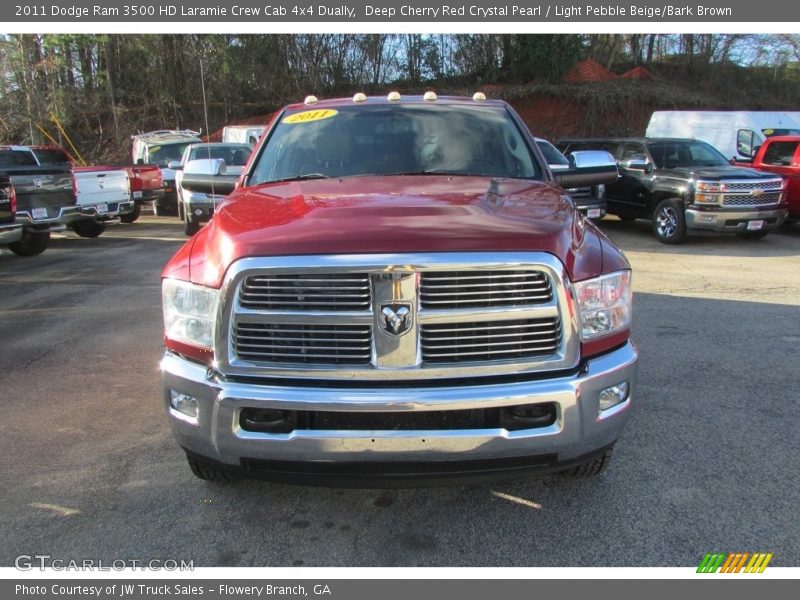 Deep Cherry Red Crystal Pearl / Light Pebble Beige/Bark Brown 2011 Dodge Ram 3500 HD Laramie Crew Cab 4x4 Dually