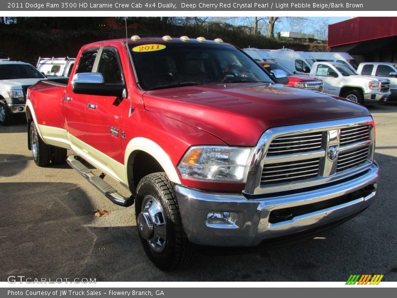 Deep Cherry Red Crystal Pearl / Light Pebble Beige/Bark Brown 2011 Dodge Ram 3500 HD Laramie Crew Cab 4x4 Dually