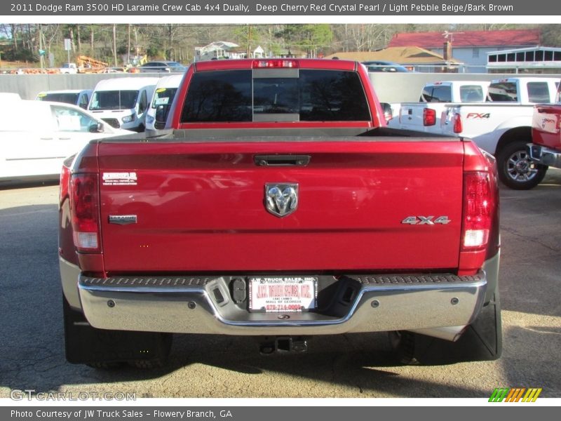 Deep Cherry Red Crystal Pearl / Light Pebble Beige/Bark Brown 2011 Dodge Ram 3500 HD Laramie Crew Cab 4x4 Dually