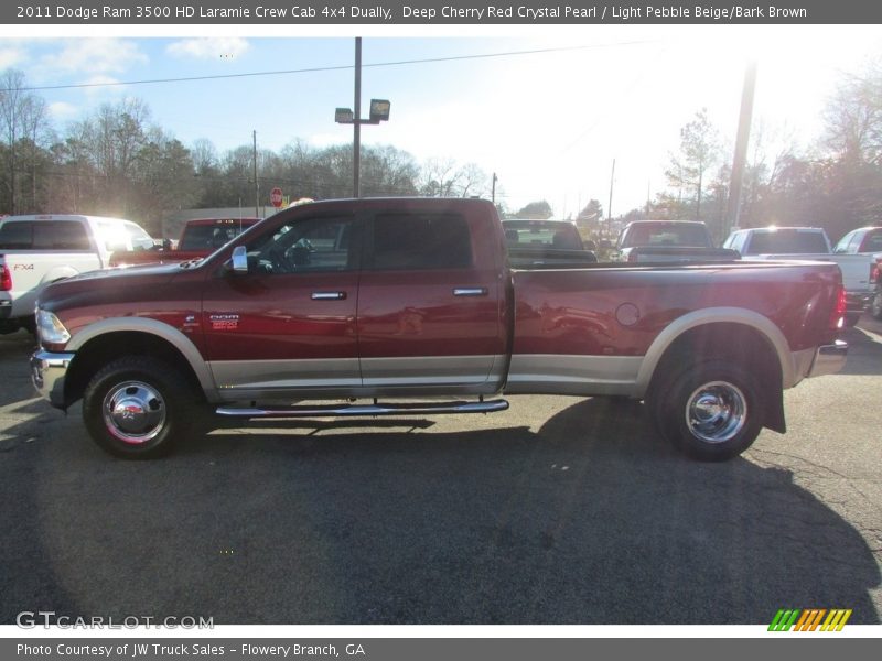 Deep Cherry Red Crystal Pearl / Light Pebble Beige/Bark Brown 2011 Dodge Ram 3500 HD Laramie Crew Cab 4x4 Dually