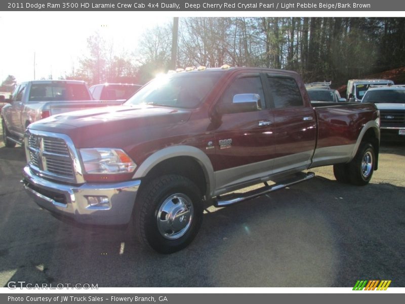Deep Cherry Red Crystal Pearl / Light Pebble Beige/Bark Brown 2011 Dodge Ram 3500 HD Laramie Crew Cab 4x4 Dually