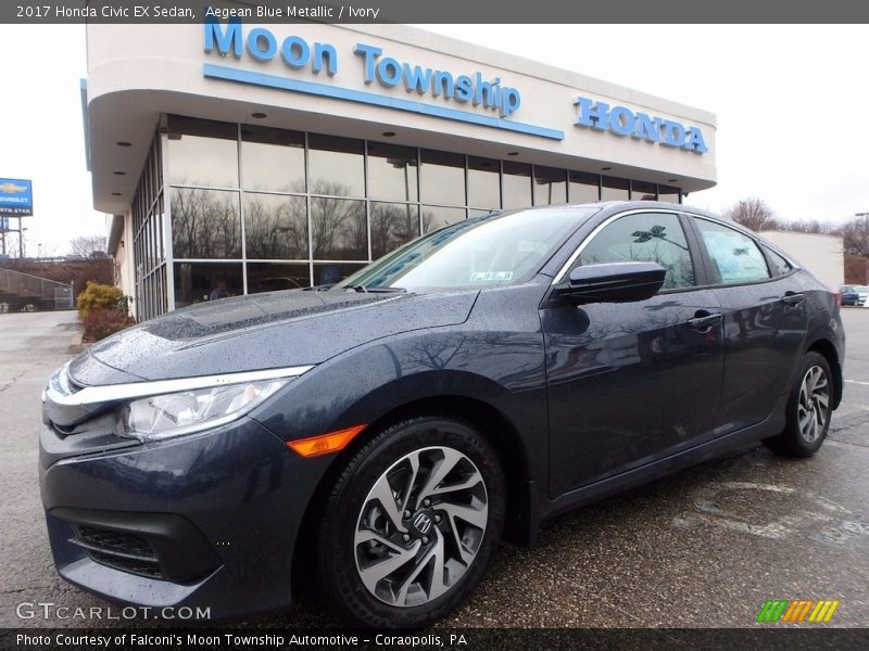 Aegean Blue Metallic / Ivory 2017 Honda Civic EX Sedan