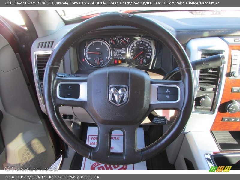 Deep Cherry Red Crystal Pearl / Light Pebble Beige/Bark Brown 2011 Dodge Ram 3500 HD Laramie Crew Cab 4x4 Dually