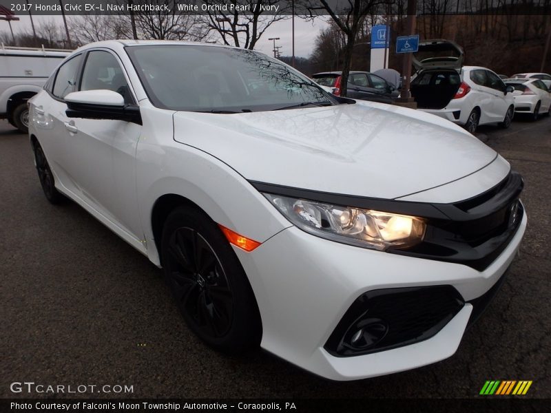 White Orchid Pearl / Ivory 2017 Honda Civic EX-L Navi Hatchback