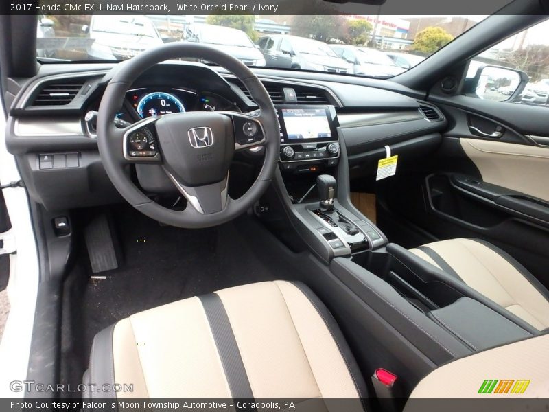White Orchid Pearl / Ivory 2017 Honda Civic EX-L Navi Hatchback
