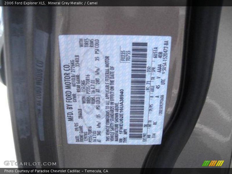 Mineral Grey Metallic / Camel 2006 Ford Explorer XLS
