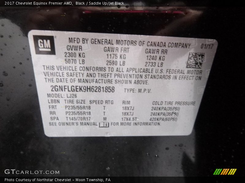 Black / Saddle Up/Jet Black 2017 Chevrolet Equinox Premier AWD