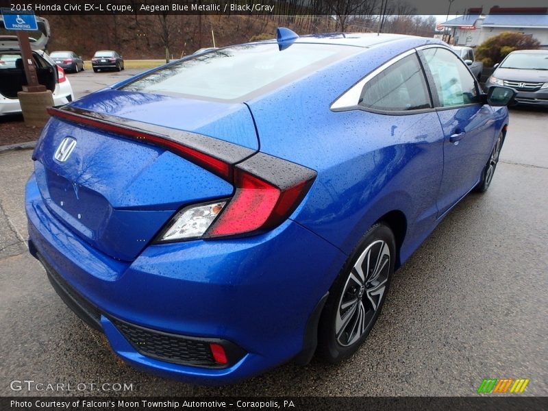 Aegean Blue Metallic / Black/Gray 2016 Honda Civic EX-L Coupe