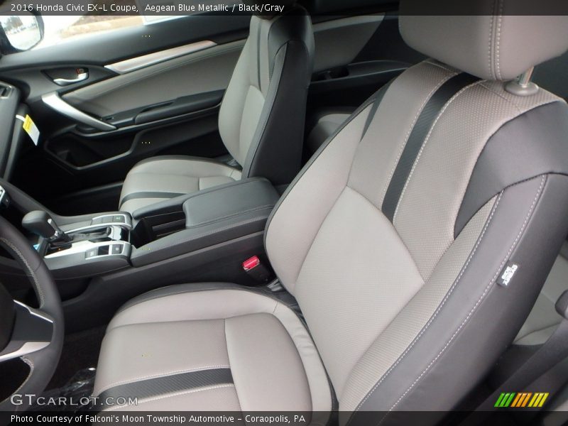Aegean Blue Metallic / Black/Gray 2016 Honda Civic EX-L Coupe