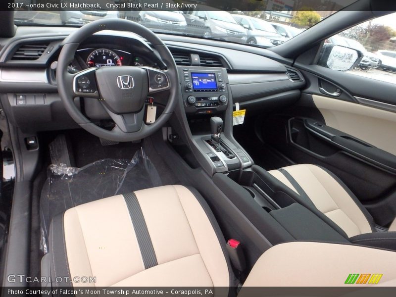 Crystal Black Pearl / Black/Ivory 2017 Honda Civic LX Hatchback