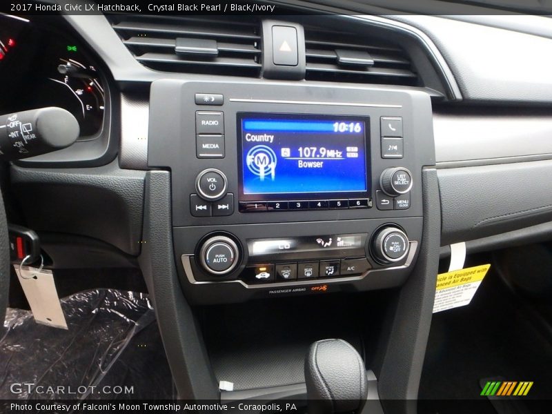 Crystal Black Pearl / Black/Ivory 2017 Honda Civic LX Hatchback