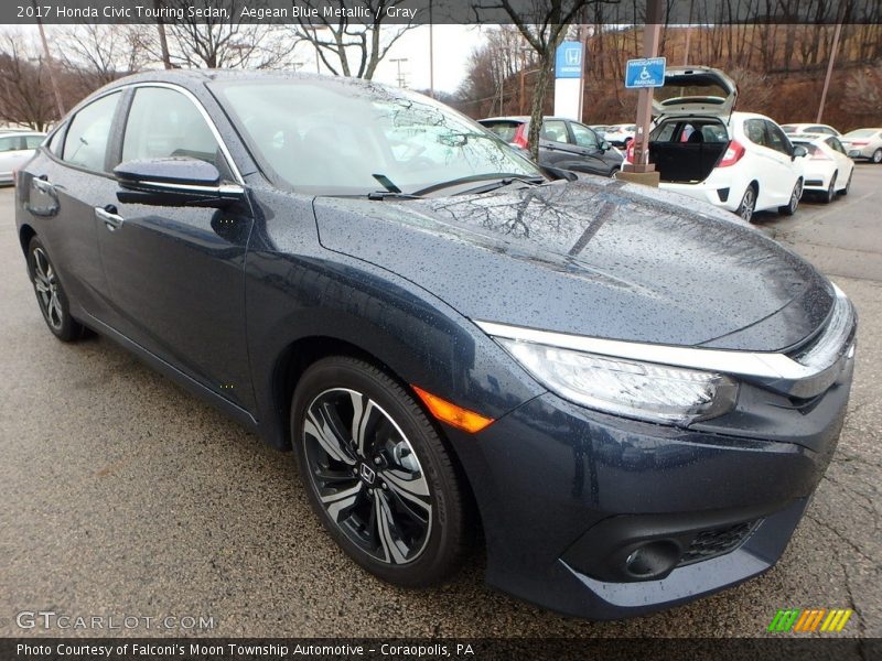 Aegean Blue Metallic / Gray 2017 Honda Civic Touring Sedan