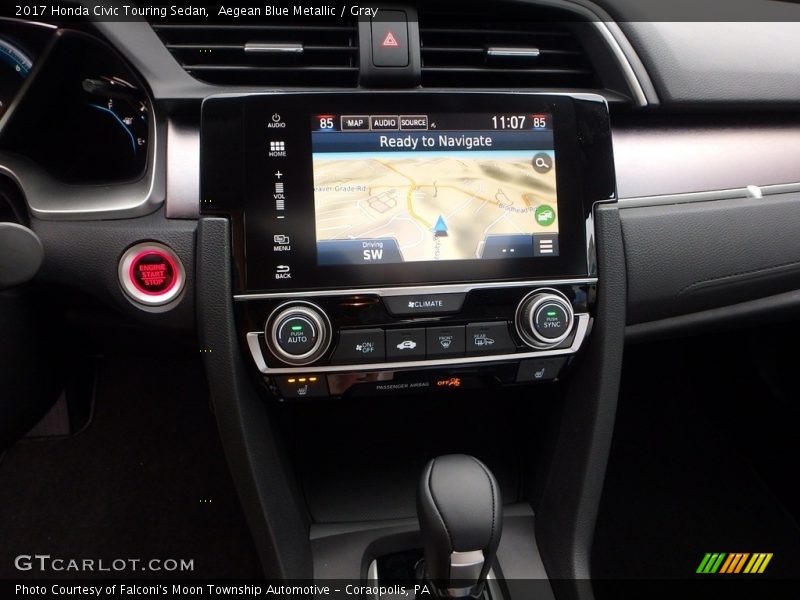 Aegean Blue Metallic / Gray 2017 Honda Civic Touring Sedan