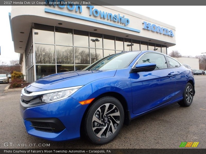 Aegean Blue Metallic / Black 2017 Honda Civic LX Coupe