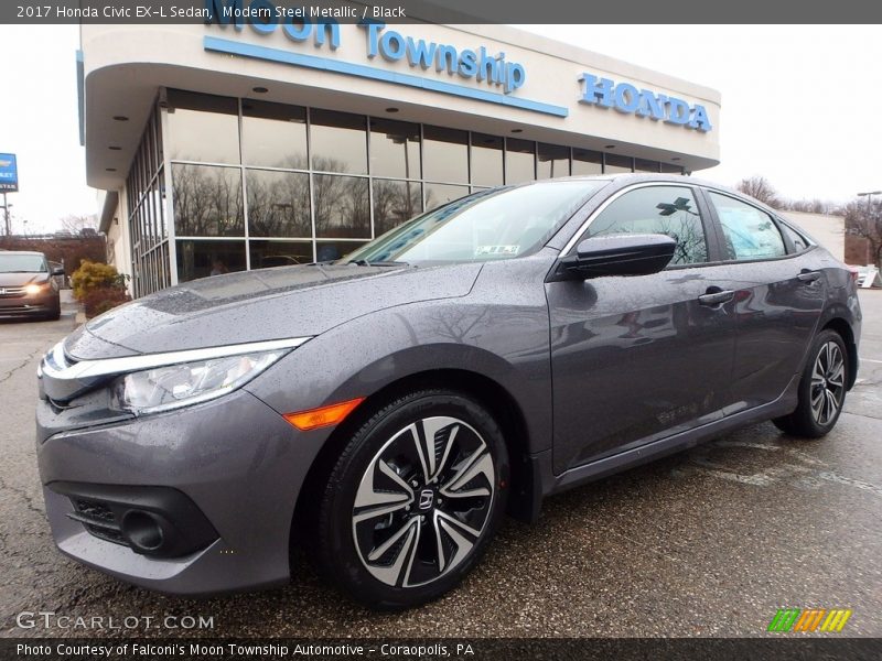 Modern Steel Metallic / Black 2017 Honda Civic EX-L Sedan