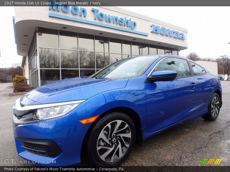 Aegean Blue Metallic / Ivory 2017 Honda Civic LX Coupe