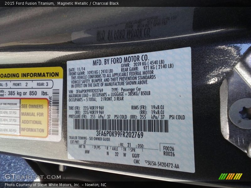 Magnetic Metallic / Charcoal Black 2015 Ford Fusion Titanium