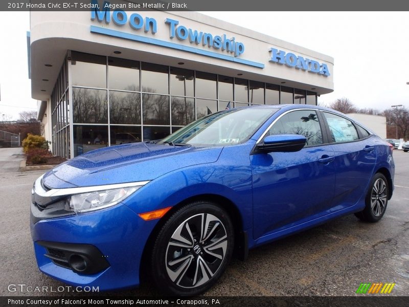 Aegean Blue Metallic / Black 2017 Honda Civic EX-T Sedan