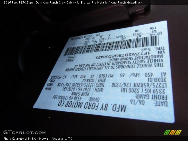 Bronze Fire Metallic / King Ranch Mesa/Black 2016 Ford F250 Super Duty King Ranch Crew Cab 4x4