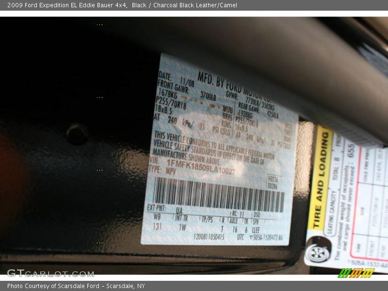 Black / Charcoal Black Leather/Camel 2009 Ford Expedition EL Eddie Bauer 4x4