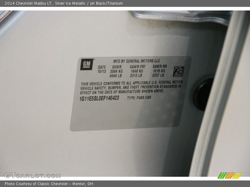 Silver Ice Metallic / Jet Black/Titanium 2014 Chevrolet Malibu LT