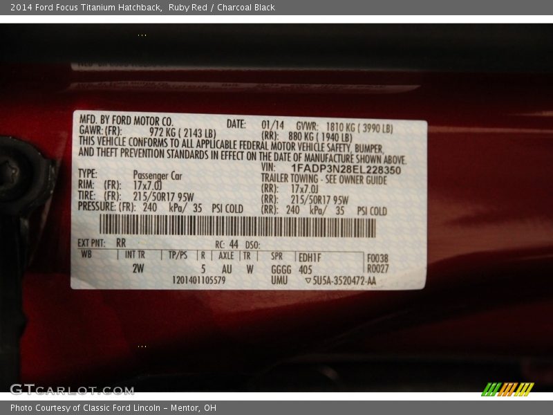 Ruby Red / Charcoal Black 2014 Ford Focus Titanium Hatchback