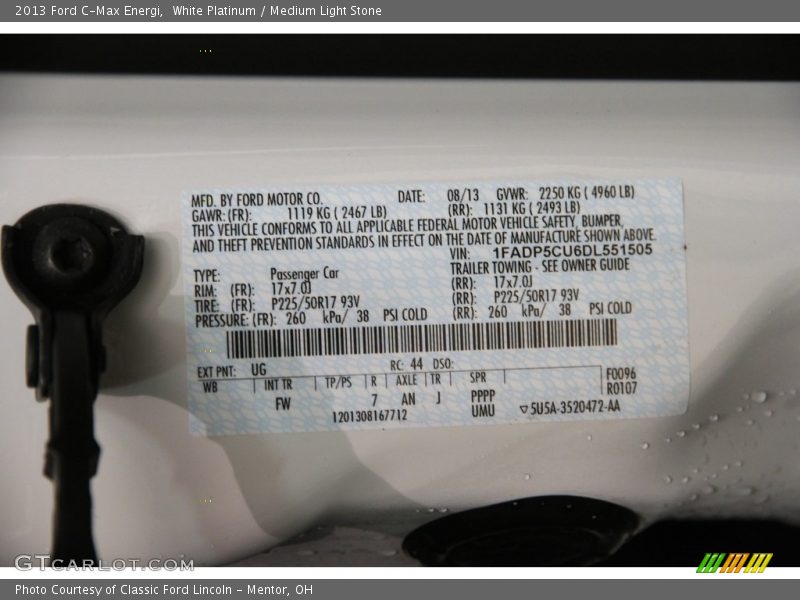 White Platinum / Medium Light Stone 2013 Ford C-Max Energi